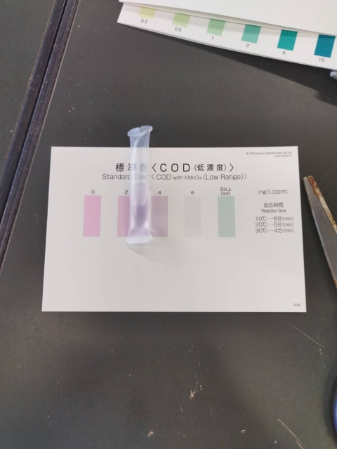 アカハライモリが生息する池の水質調査